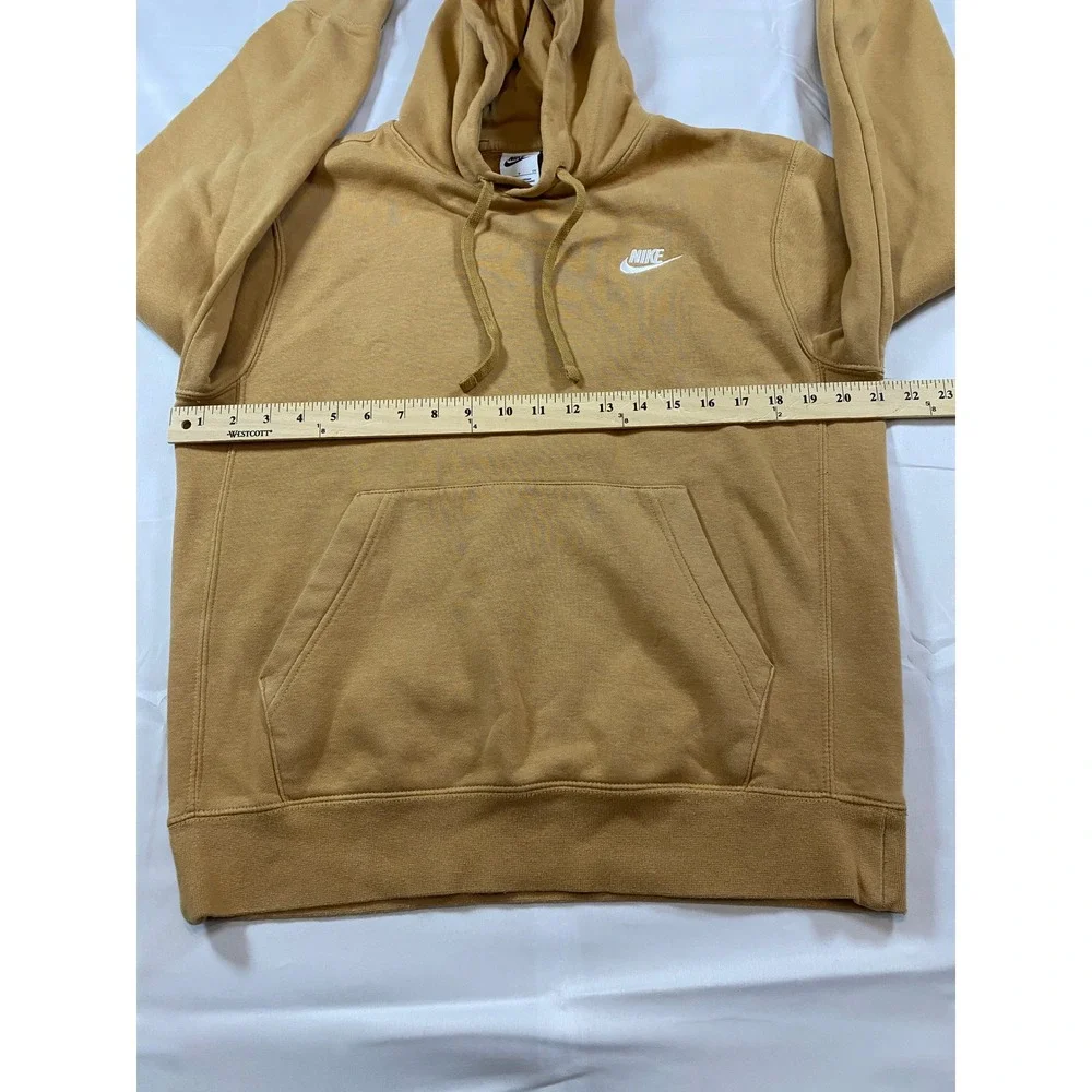 Nike Sportswear Club Fleece Hoodie Mustard Yellow Wheat Embroidered Logo Small